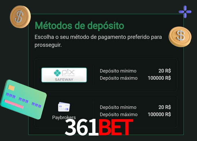 O cassino 361Bet oferece uma grande variedade de métodos de pagamento
